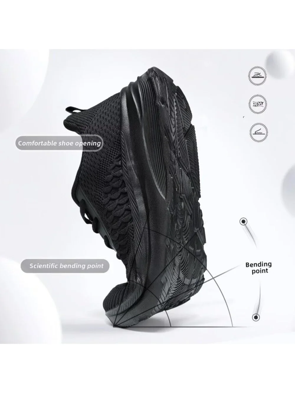 Men's Black Wide Toe Walking Shoes Casual Trail Running Sneakers Cross Trainer